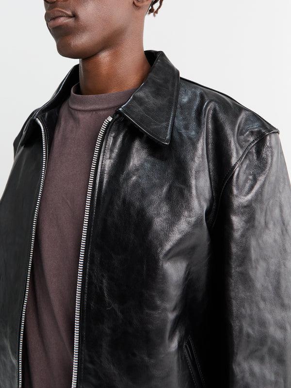 Stoy Mini Jacket In Top Dyed Black Leather