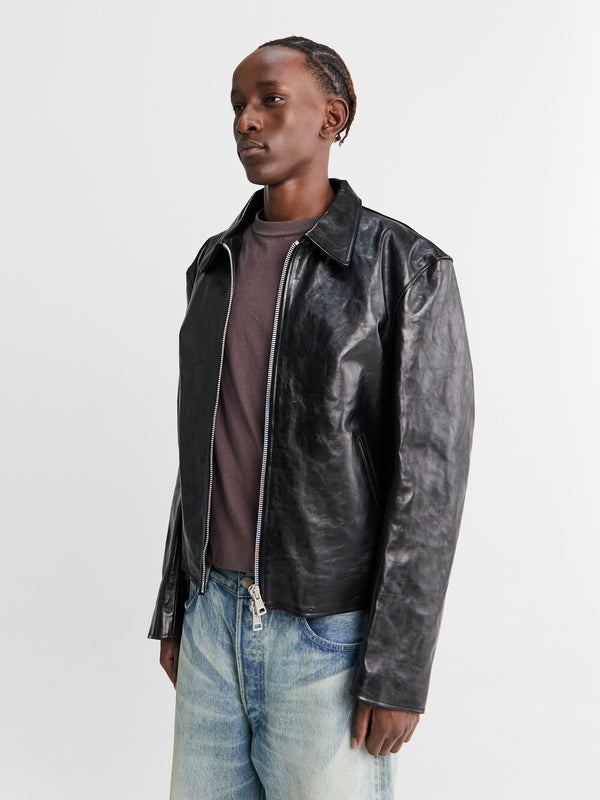 Stoy Mini Jacket In Top Dyed Black Leather