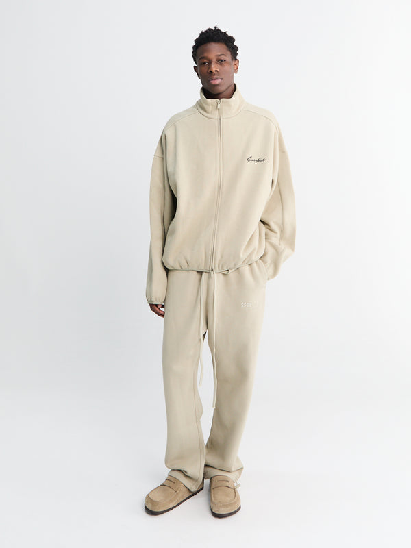 Stoy Modern Fit Fleece Track Jacket In Abbey Stone