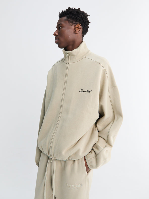 stoy Modern Fit Fleece Track Jacket in Abbey Stone