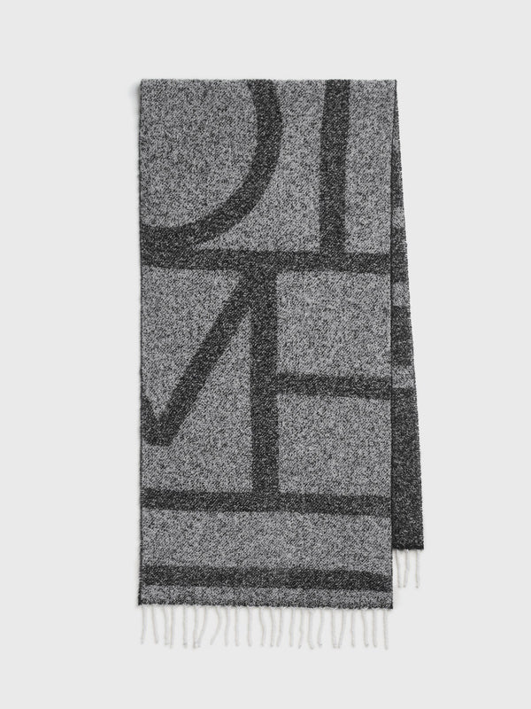 Stoy Monogram Jacquard Scarf In Black/White