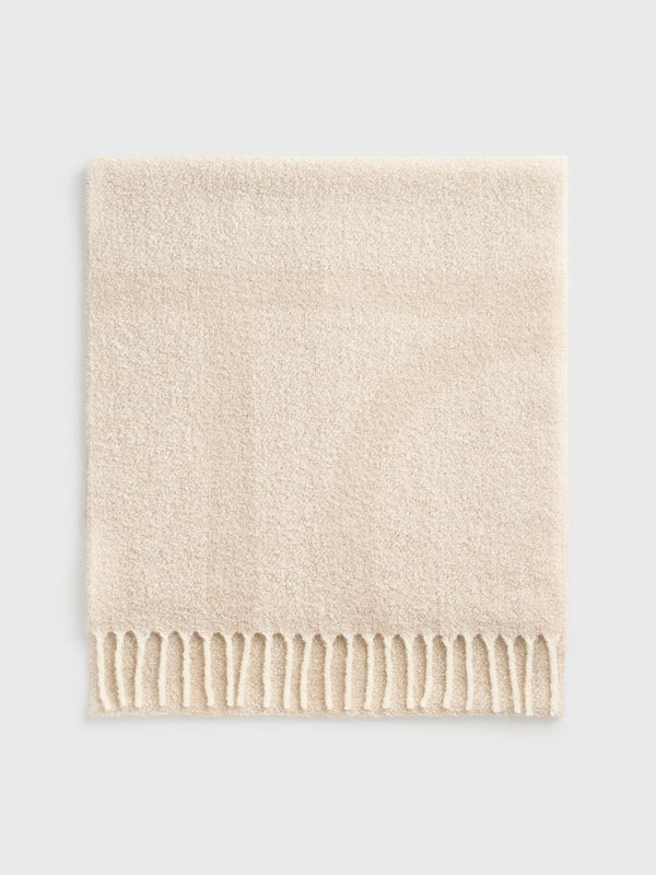 stoy Monogram Jacquard Scarf in Ecru/White