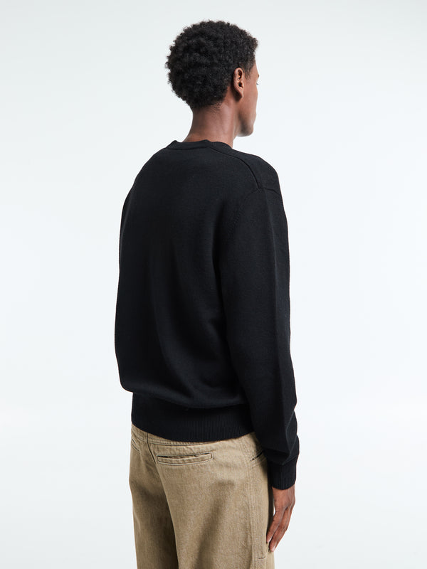 Stoy Moon Merino V-Neck Knit In Black