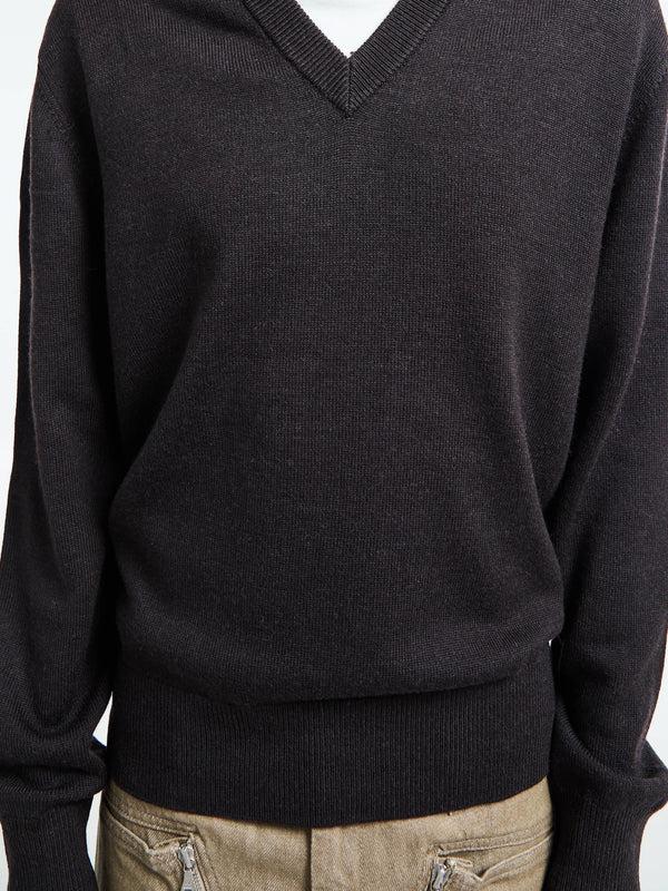 Stoy Moon Merino V-Neck Knit In Brown
