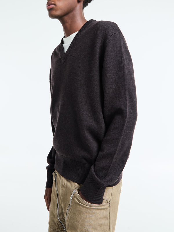 Stoy Moon Merino V-Neck Knit In Brown