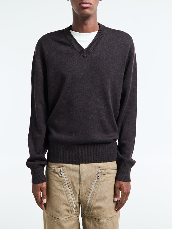 stoy Moon Merino V-Neck Knit in Brown