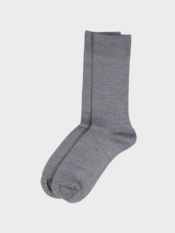 stoy Mrs Merino Fine Ribbed Socks in Light Grey