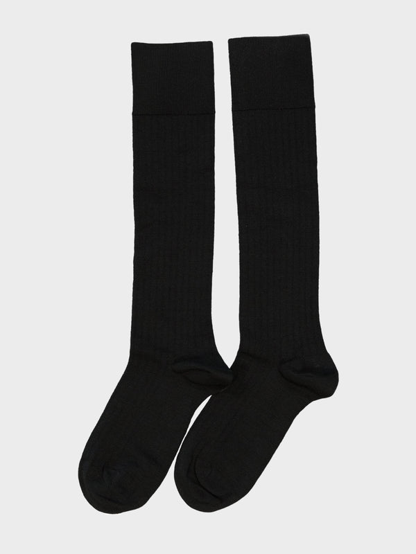 Stoy Mrs Merino High Ribbed Socks In Black