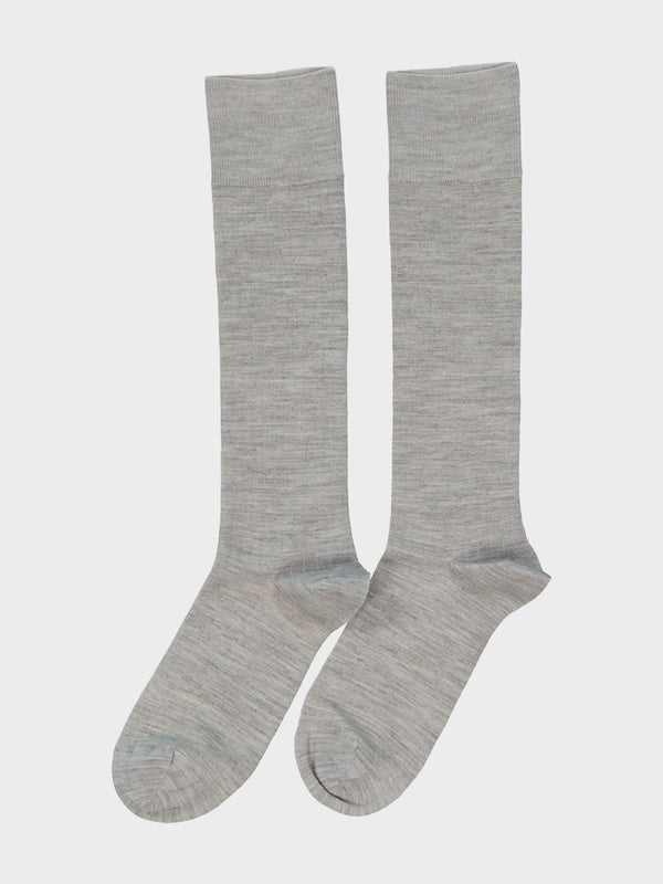 Stoy Mrs Merino High Ribbed Socks In Light Grey
