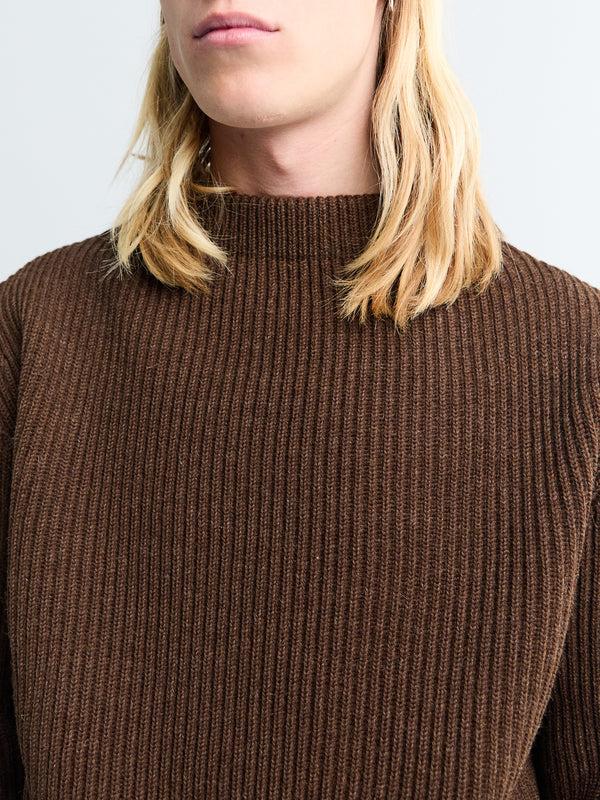 Stoy Navy Crewneck In Natural Brown
