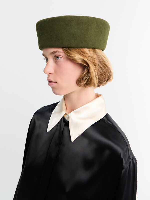 Stoy Noxley Pillbox Hat In Olive