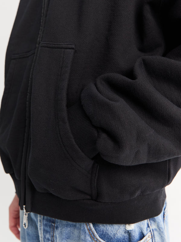 Stoy Nylon Tape Zipped Hoodie In Vintage Black