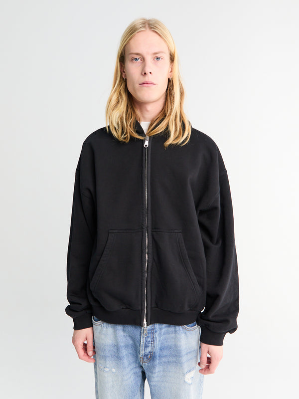stoy Nylon Tape Zipped Hoodie in Vintage Black