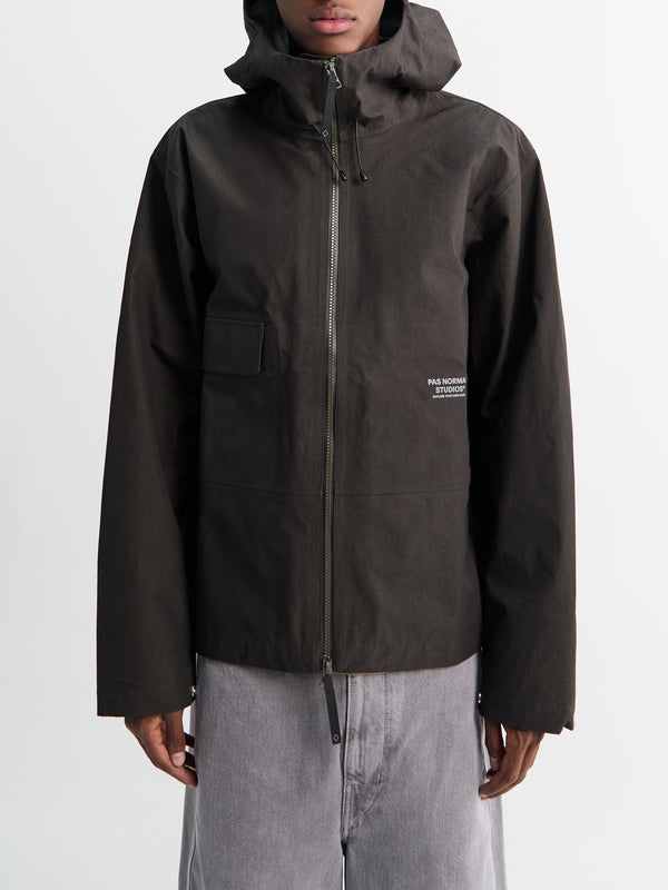 stoy Off-Race 3L Cotton Shell Jacket in Dark Olive