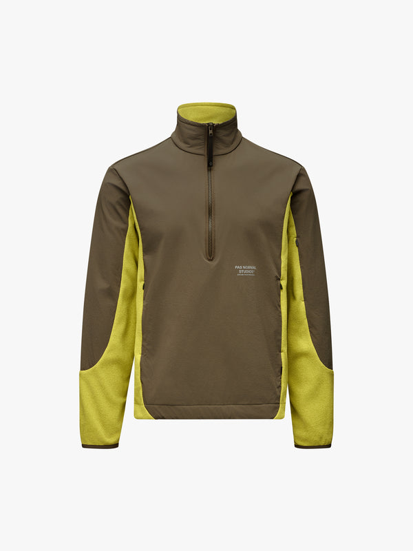 stoy Off-Race Light Fleece Half-Zip in Moss Green