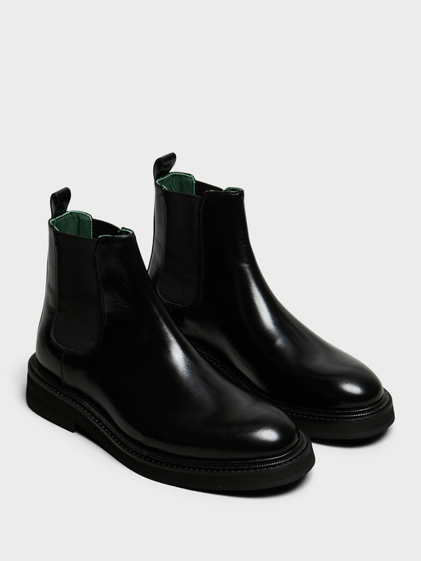 Stoy Officer Chelsea Boots In Black Nappa Leather