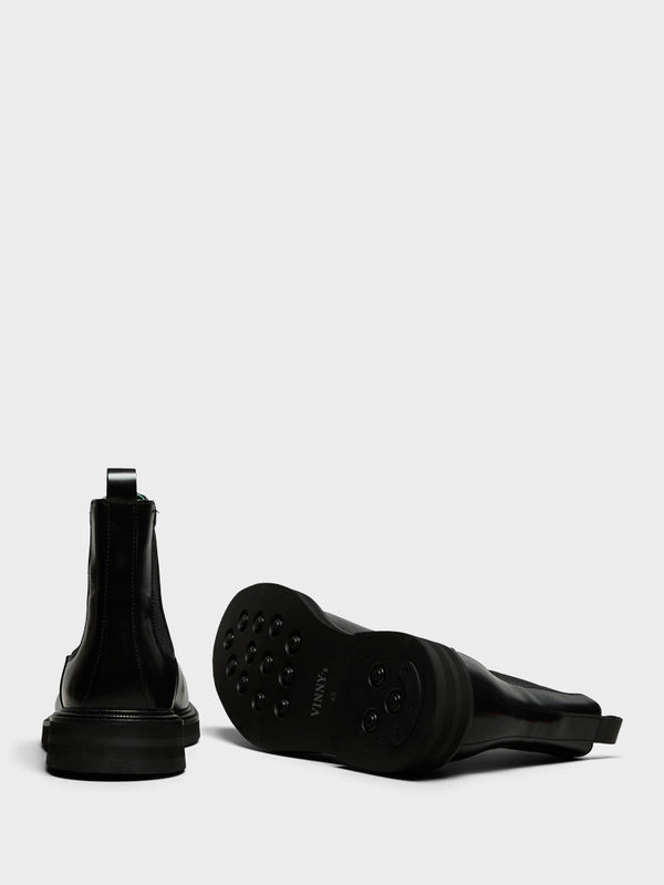 Stoy Officer Chelsea Boots In Black Nappa Leather