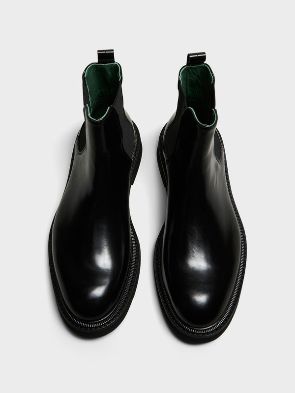 Stoy Officer Chelsea Boots In Black Nappa Leather