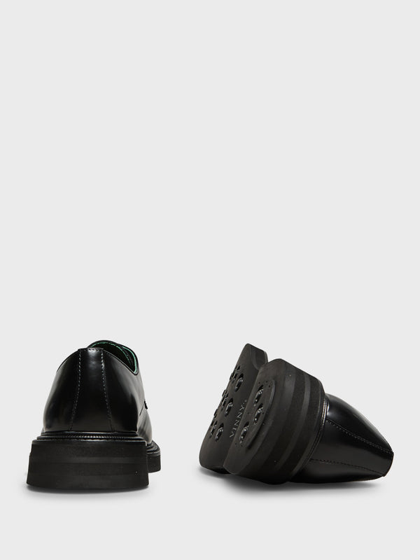 Stoy Officer Derbee Shoes In Black Polido Leather