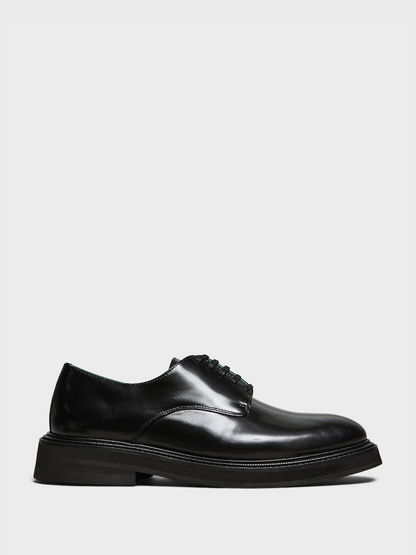 stoy Officer Derbee Shoes in Black Polido Leather