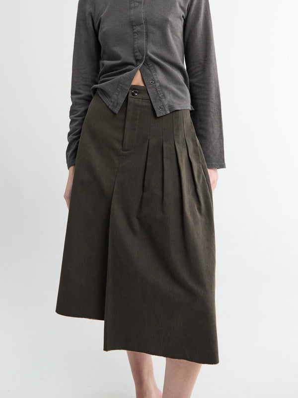 Stoy Origami Skirt In Antique Mudd Coated Sateen
