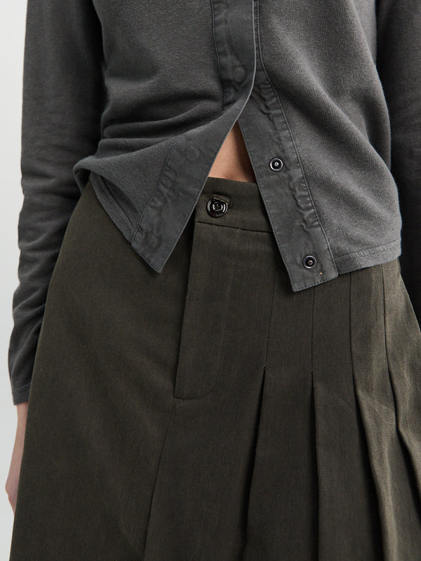 Stoy Origami Skirt In Antique Mudd Coated Sateen