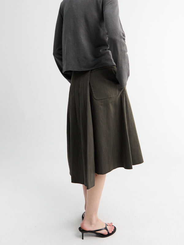 Stoy Origami Skirt In Antique Mudd Coated Sateen
