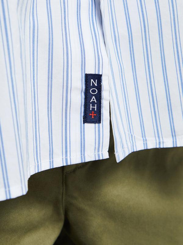 Stoy Oversized Poplin Shirt In White/Blue
