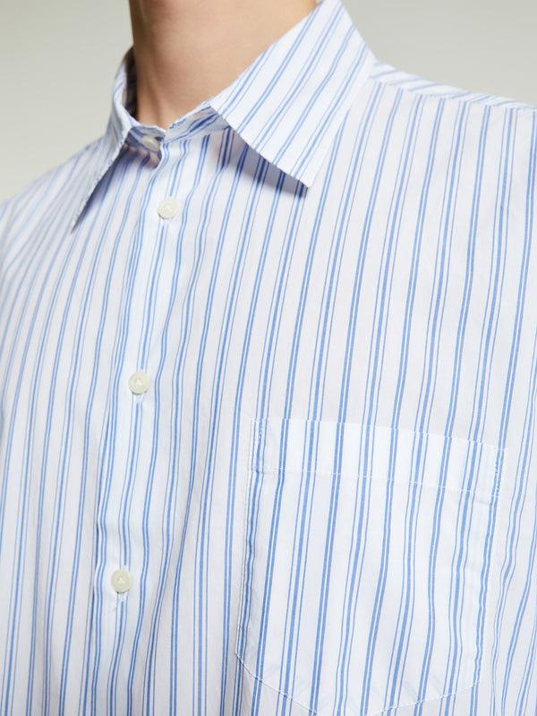 Stoy Oversized Poplin Shirt In White/Blue