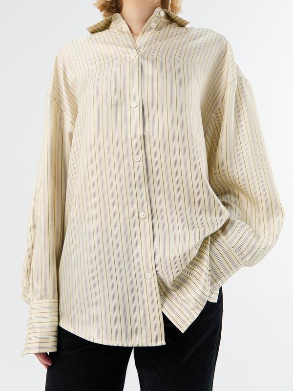 Stoy Oversized Striped Shirt In Beige/Brown