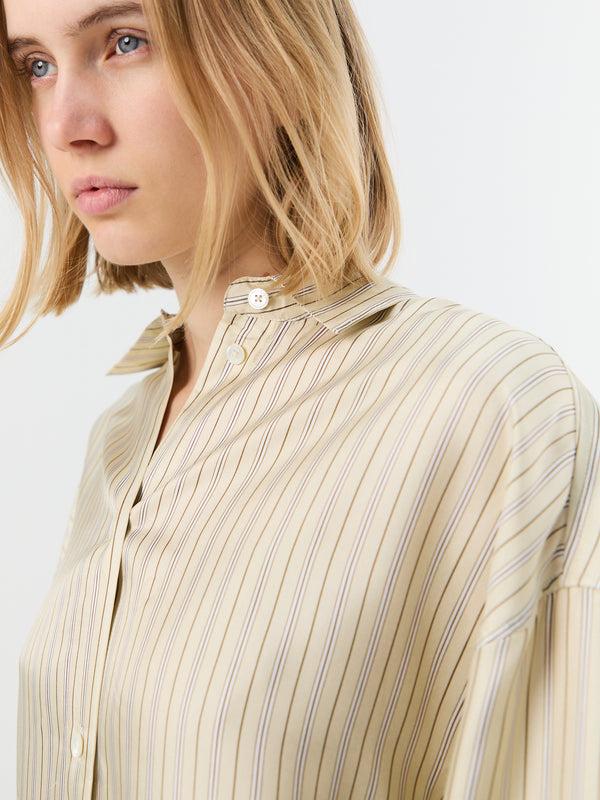 Stoy Oversized Striped Shirt In Beige/Brown