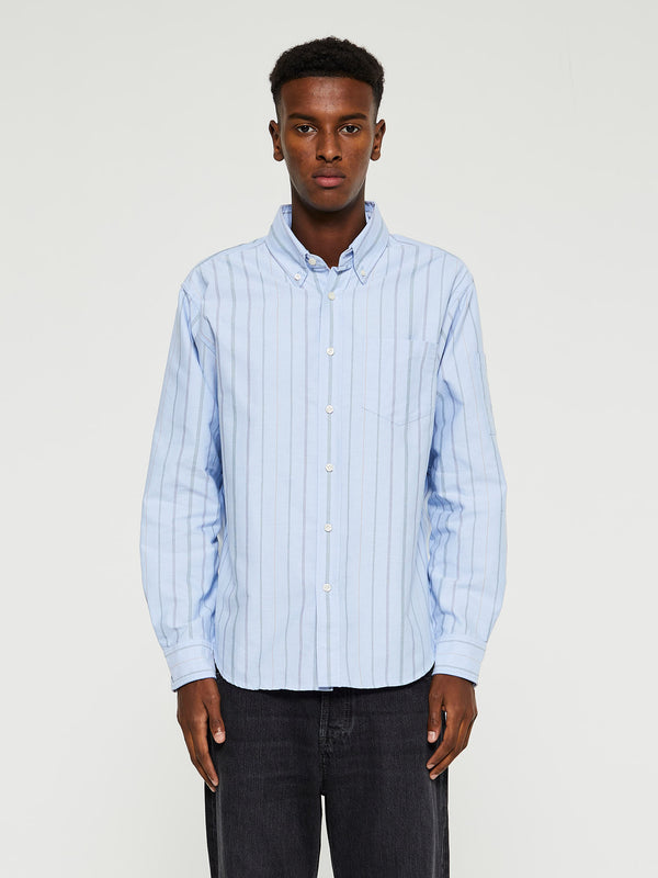 Stoy Oxford Shirt In Blue Tan And Navy