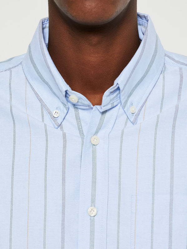 Stoy Oxford Shirt In Blue Tan And Navy