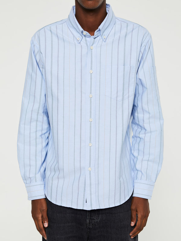 stoy Oxford Shirt in Blue Tan and Navy