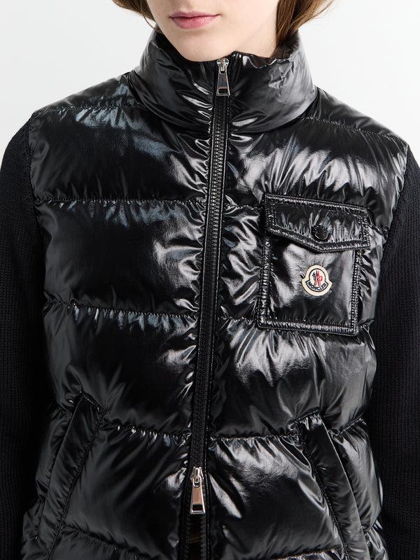 Stoy Padded Zip-Up Wool Cardigan In Black