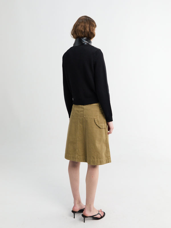 Stoy Padded Zip-Up Wool Cardigan In Black