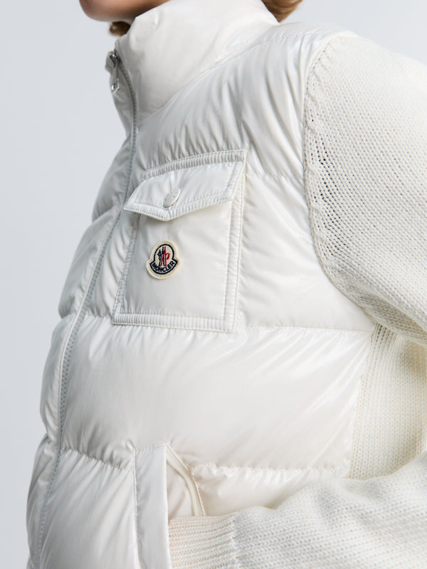 Stoy Padded Zip-Up Wool Cardigan In White