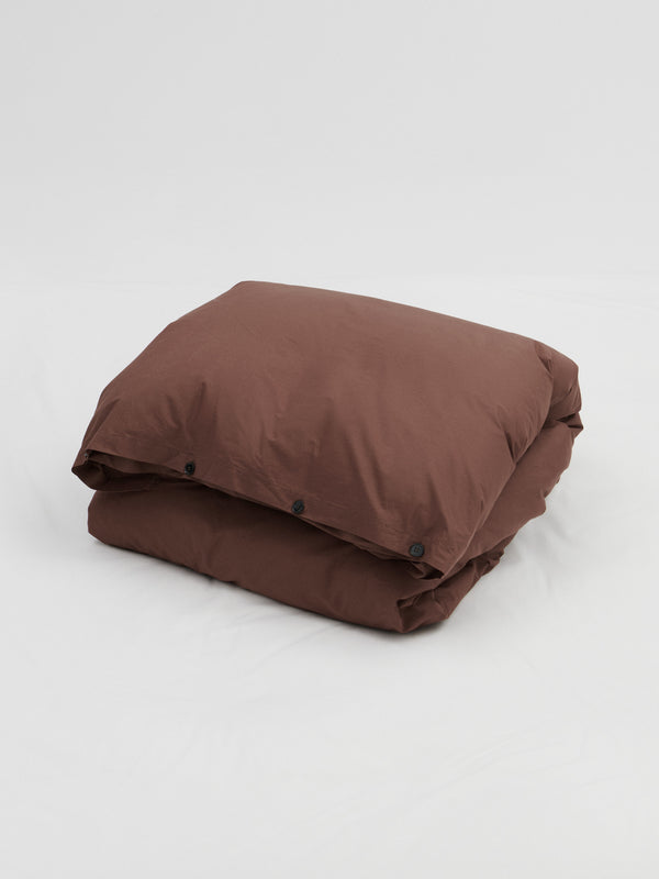 Stoy Percale Duvet Cover In Cocoa Brown