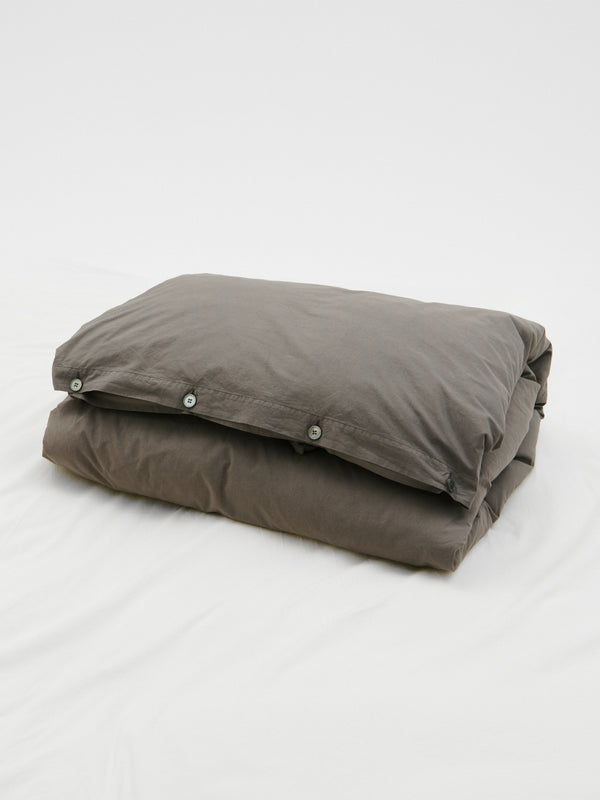 Stoy Percale Duvet Cover In Dark Taupe