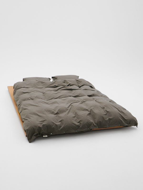 stoy Percale Duvet Cover in Dark Taupe