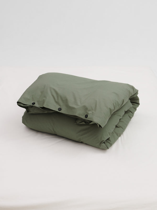 Stoy Percale Duvet Cover In Olive Green