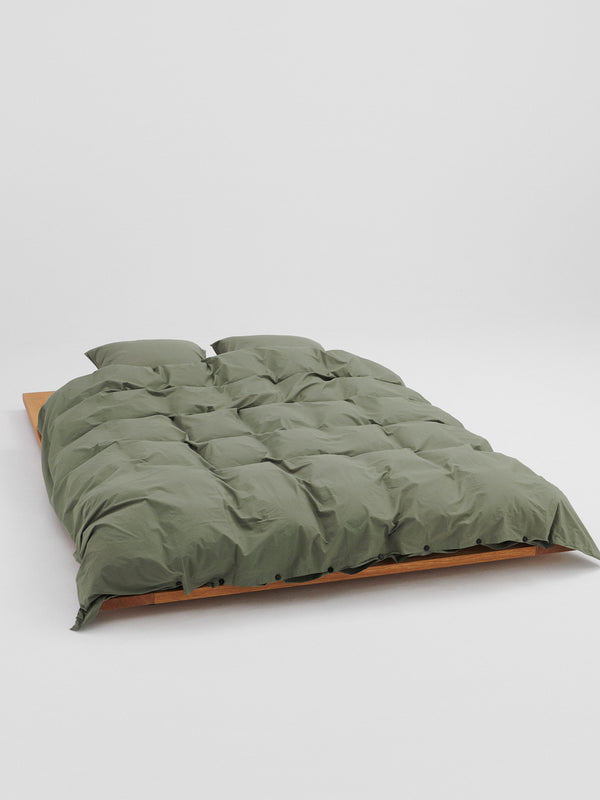 stoy Percale Duvet Cover in Olive Green