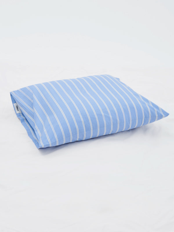 stoy Percale Pillow Sham in Island Blue Stripes