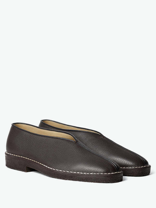 Stoy Piped Crepe Slippers In Dark Brown