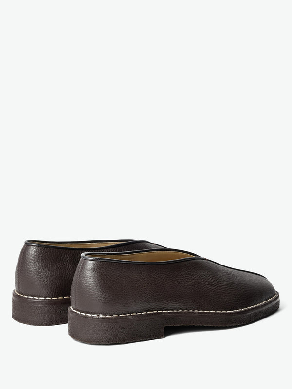 Stoy Piped Crepe Slippers In Dark Brown