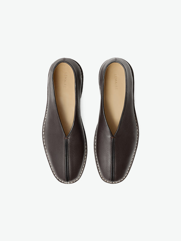 Stoy Piped Crepe Slippers In Dark Brown