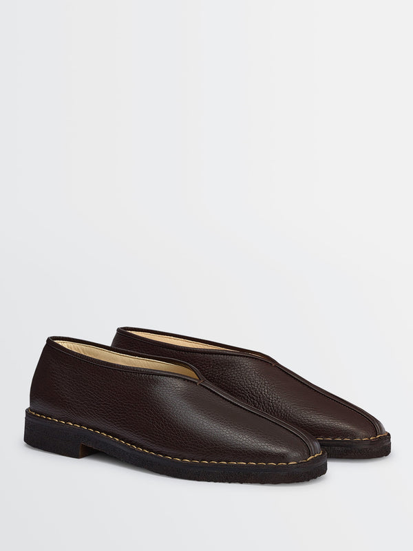 Stoy Piped Crepe Slippers In Dark Brown
