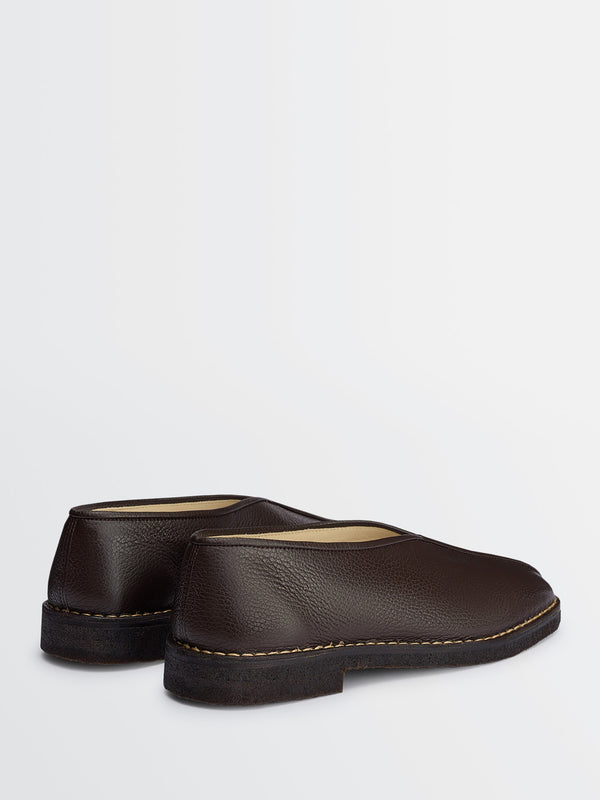 Stoy Piped Crepe Slippers In Dark Brown