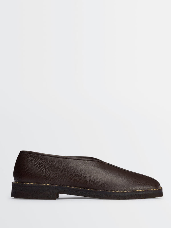 stoy Piped Crepe Slippers in Dark Brown
