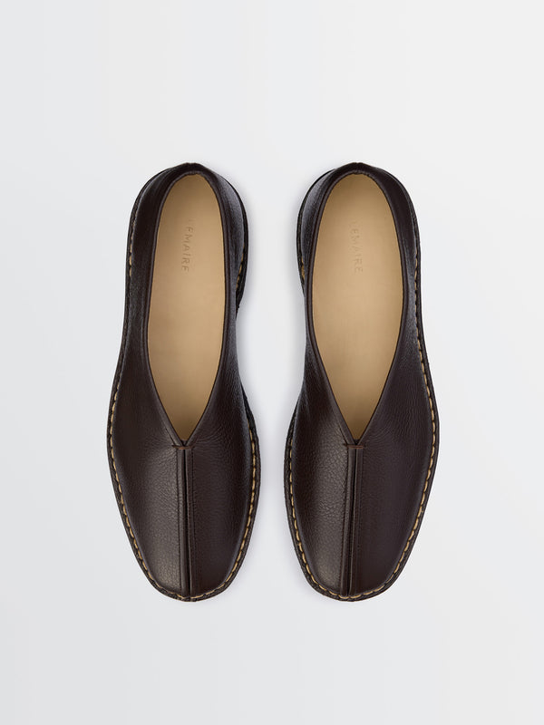 Stoy Piped Crepe Slippers In Dark Brown